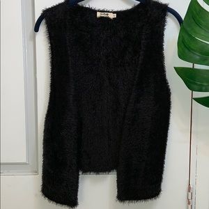 MOLLY BRACKEN Shaggy Black Vest